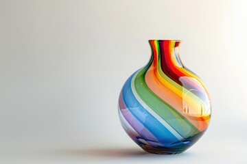 High Quality Image of Colorful Handblown Glass Vase on White Background