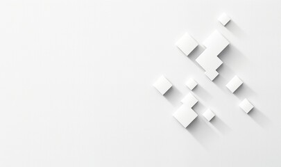 Minimalist geometric shapes casting shadows on a white background, perfect for modern design, branding, or tech-themed projects.