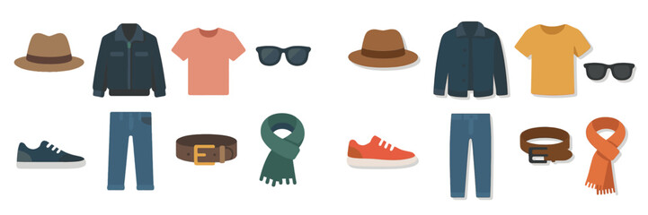 Fashionable clothing items displayed for a stylish autumn look in a casual setting