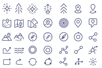 Vector travel and navigation icons set with modern line style