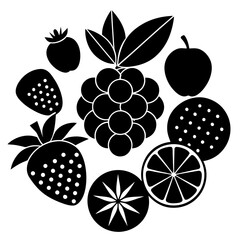 Antioxidant Fruit Outline Vector | Linocut Silhouette & Generative AI Art