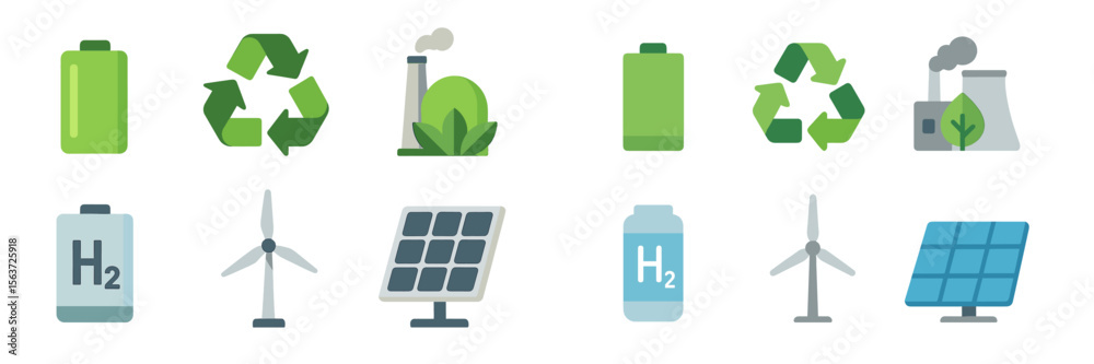 Poster visual representation of renewable energy sources and sustainability concepts in a modern design