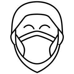 Face Mask Outline Vector | Generative AI & Linocut Silhouette Design