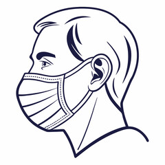 Face Mask Outline Vector | Generative AI & Linocut Silhouette Design