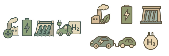Innovative hydrogen energy symbols showcase green technology solutions for a sustainable future in renewable energy