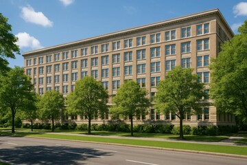 Fototapeta premium A large brick building on the corner of a street