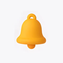 Golden bell 3D cute icon clay style on white background