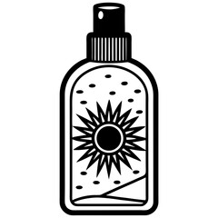 Natural Sunscreen Vector | Generative AI Outline & Linocut Silhouette Design