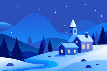 Fototapeta premium winter landscape with church