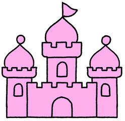 핑크 궁전 손그림 일러스트 스티커