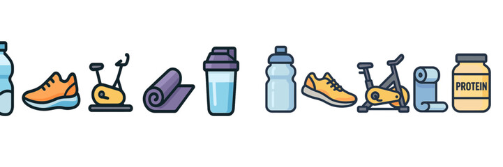 Fitness essentials for a healthy lifestyle featuring workout gear and nutrition items