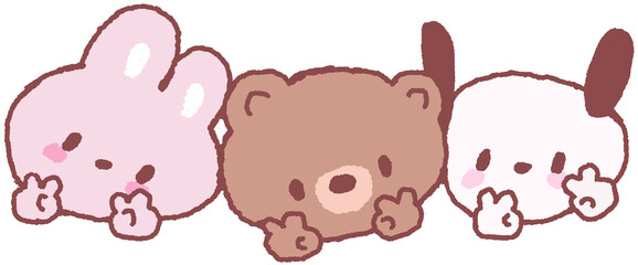 토끼 곰 강아지 캐릭터 일러스트 스티커