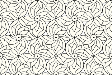 Geometric floral pattern with petal shapes and bold outlines