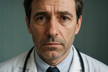 Fototapeta premium A close up of a man wearing a white lab coat and a stethoscope