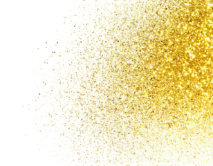 Golden glitter explosion effect with pixelated black background edge isolated on transparent background