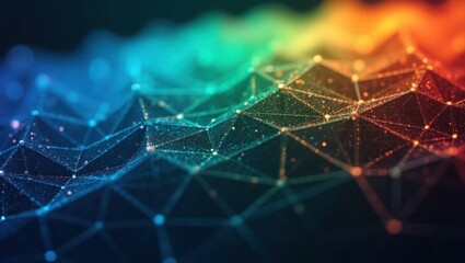 Obraz premium Abstract Teal Orange Network Data Mesh Background image