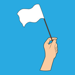 Hands Holding a Surrender Flag. Flat Vector illustration