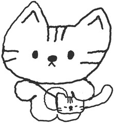 고양이 캐릭터 가방 손그림 드로잉