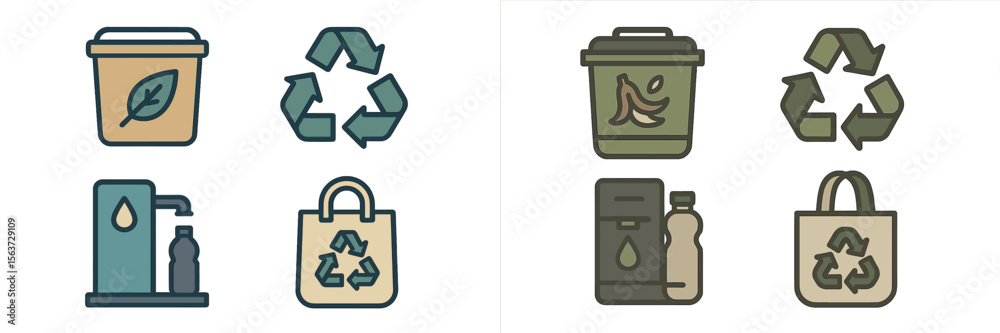 Poster recycling symbols showcasing environmentally friendly practices related to waste management and sust