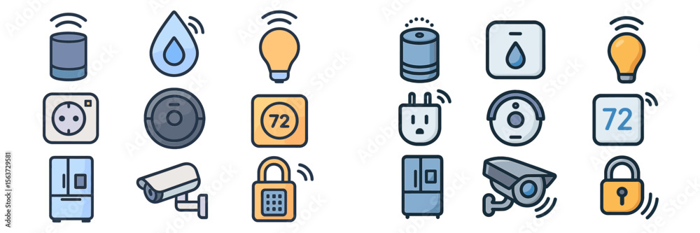 Aufkleber Smart home devices and icons displayed in a modern layout showcasing connectivity and control options for convenience