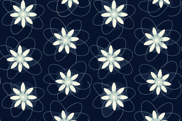 A glowing floral pattern featuring bright, ethereal flowers intertwined with soft, light-colored loops, set against a dark background for a modern and futuristic look.