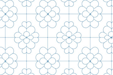 A soft, seamless pattern featuring stylized flowers with glowing centers, set against a calming blue background.