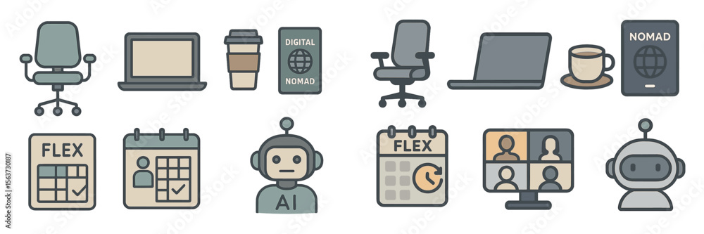 Aufkleber Exploration of digital nomad lifestyle featuring tech tools and flexible work arrangements