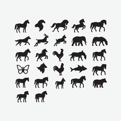 Animals logos set. Isolated on White background