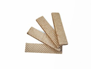 Pile of chocolate wafers isolated on white background 