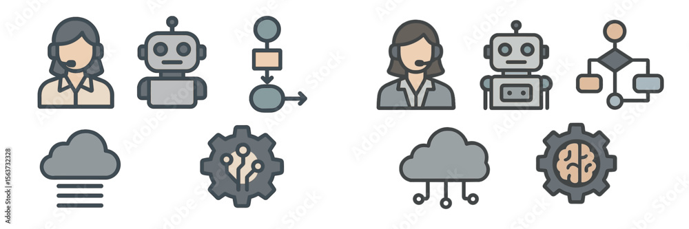 Leinwandbilder Exploration of AI technology and human interaction in customer support systems and automation tools