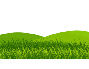 Illustration of green grass blades and hills against a black background isolated on transparent background