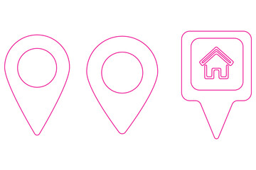 Fototapeta premium location icon, map pin icons in outline, black, and red styles. for maps, GPS, navigation apps, location markers, address indications, and geolocation interfaces 
