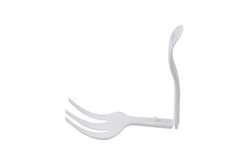Recycled plastic cutlery isolated on transparent background.