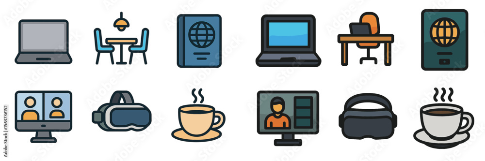 Aufkleber Remote work setup with technology and relaxation for productivity in a home office environment
