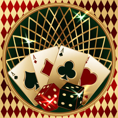 Casino poker  cards greeting  backround, vector illustration
