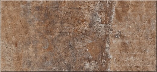 Rustic Brown Textured Ceramic Tile with Weathered Appearance	