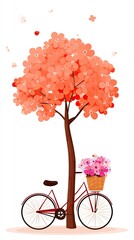 Autumn scene with an orange-leaved tree in the background