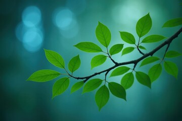 Obraz premium A branch of a tree with green leaves on it