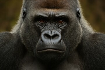 Obraz premium A close up of a gorilla's face looking at the camera