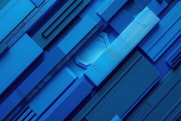 Vibrant Blue Abstract Shapes Create a Modern Backdrop Featuring Geometric Patterns