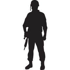 Naklejka premium Silhouette of a soldier with a rifle, ideal for military Independence Day designs