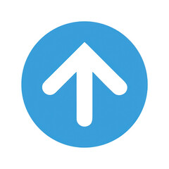 Blue circle with a black upward arrow isolated on transparent background