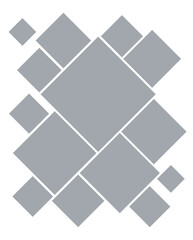 Set of rhombus photo cards different sizes. Empty vertical mosaic photo frames. Vector realistic Mockup for banner design, flyer, leaflet, photo album, collages. Blank gray template. EPS10.