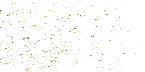 Abstract doted and confetti golden glitter and zigzag ribbon particles splatter on transparent background. Luxury golden glitter confetti that floats down falling bokeh celebration background.