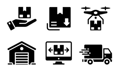 Logistics and Delivery Icons Set –Logistics and Delivery Icons Silhouettes.