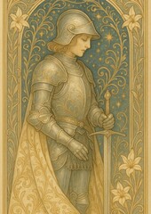 Obraz premium Knightly elegance in detailed illustration.