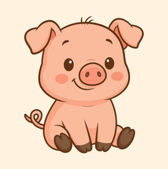 Cute Cartoon Pig Character Illustration | Adorable Farm Animal Vector for Kids and Clipart Designs