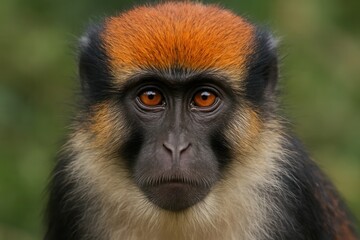 Obraz premium A close up of a monkey's face with orange eyes