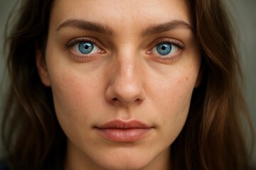 Fototapeta premium A close up of a woman's face with blue eyes
