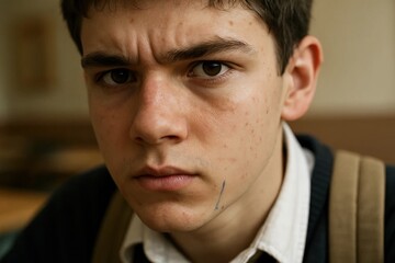 Obraz premium A young man with a bruise on his face